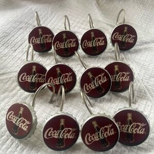 Vintage Coca-Cola shower curtain hooks